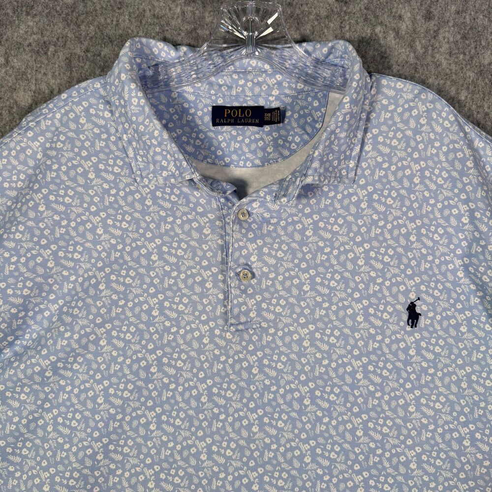 Polo Ralph Lauren Polo Shirt Mens 3XB Blue Floral Print Office Casual